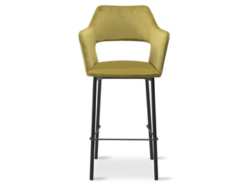 EDITH 717 - High upholstered velvet stool with armrests by Origins 1971 - view 3